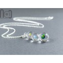 Handmade Glass Pendant with Encased Opals – Borosilicate & Sterling Silver