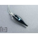 Handmade Starry Black Glass Pendant with Encased Star Opal