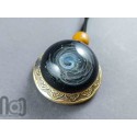Silver-Fumed Galaxy Glass Pendant on Bronze Locket, v383