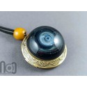 Silver-Fumed Galaxy Glass Pendant on Bronze Locket, v384