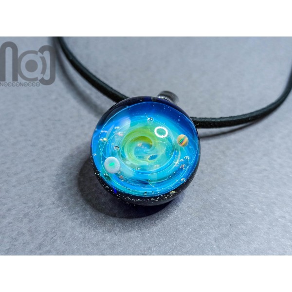 Galaxy Pendant with Two Opal Planets, v158