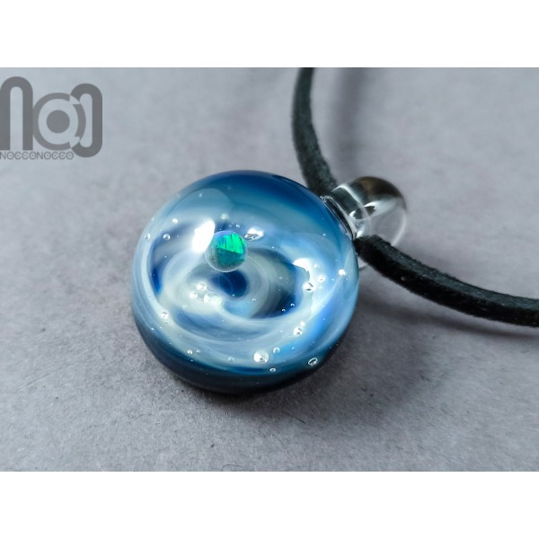 Galaxy Pendant with An Opal Planet, v195