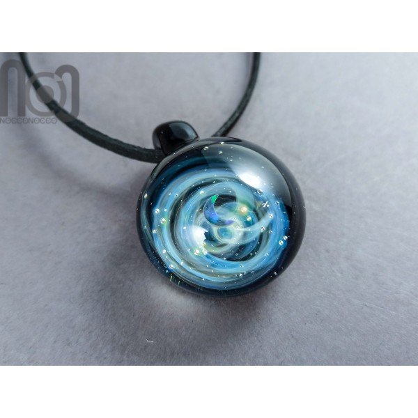 Galaxy Pendant with An Opal Crescent Moon, v202