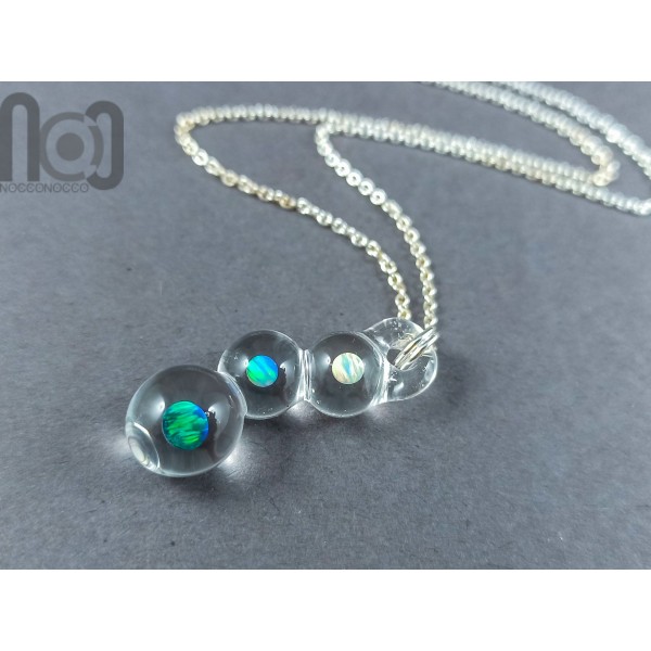 Clear Glass Pendant With Opals, v264