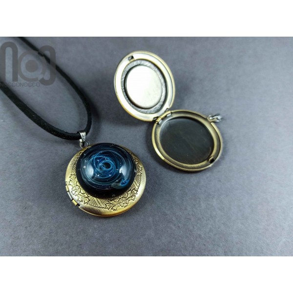 Glass Galaxy Photo Locket Pendant