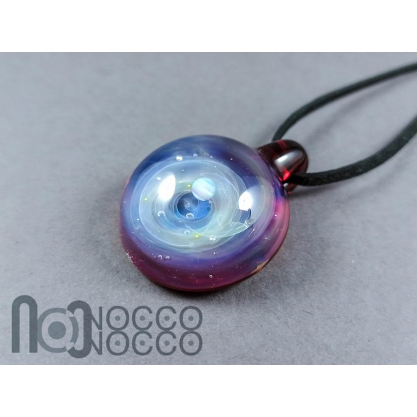 Large Red Galaxy Pendant with An Opal Planet, v275