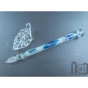Hollow Glass Dip Pen with Crushed Opal, v099