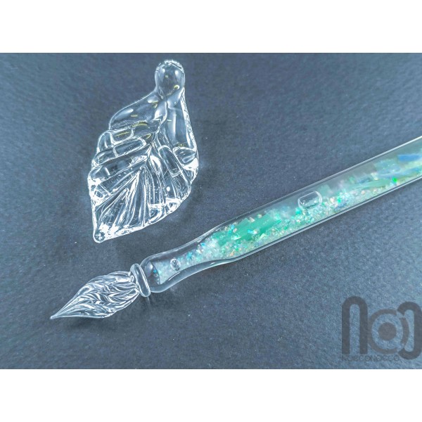 Hollow Glass Dip Pen with Crushed Opal, v100