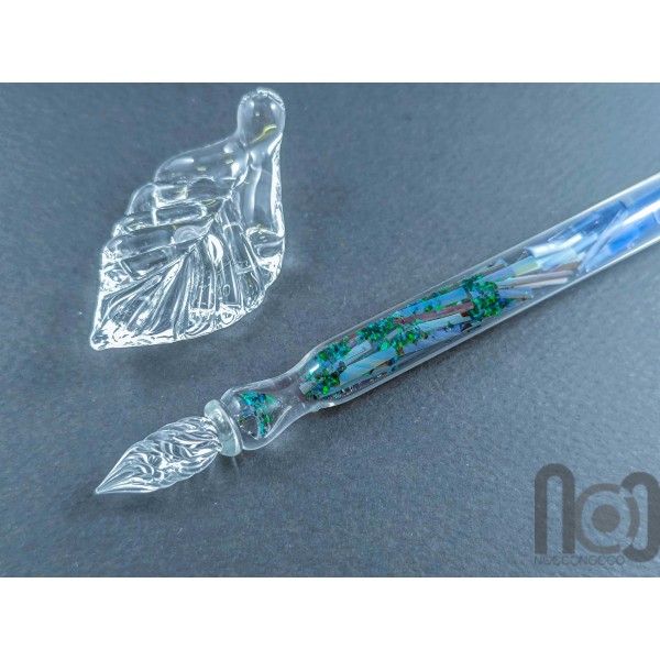 Hollow Glass Dip Pen with Crushed Opal, v101