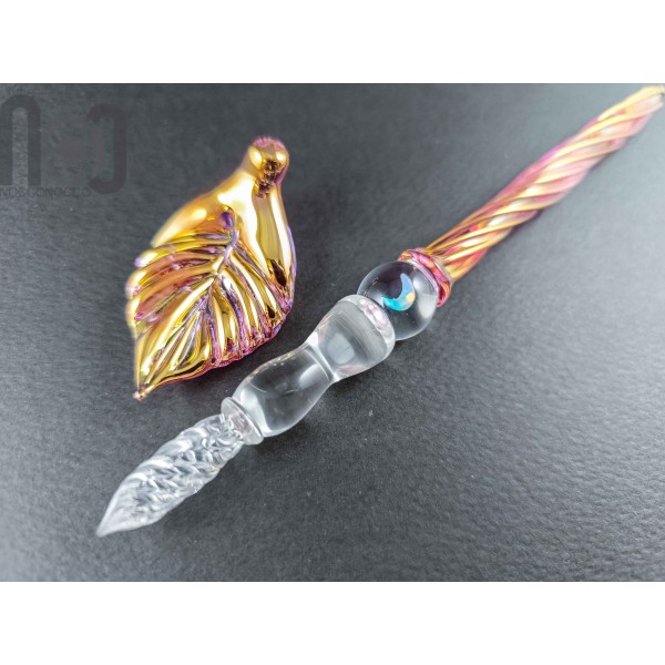 Gold and Fine Silver Fumed Dip Pen with Opal, v102