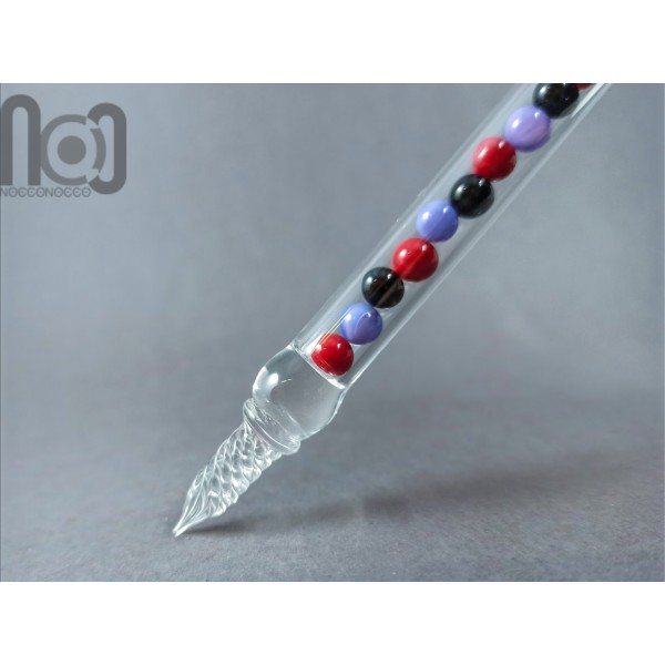 Hollow Glass Dip Pen with Mini Marbles, v054