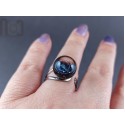 Handblown Black Glass Galaxy Ring, v27