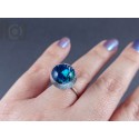 Handblown Hollow Glass Ring, Filled with Opal shards and glass floating in liquid