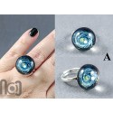 Sterling Silver Galaxy Ring with Opal Planet, v30