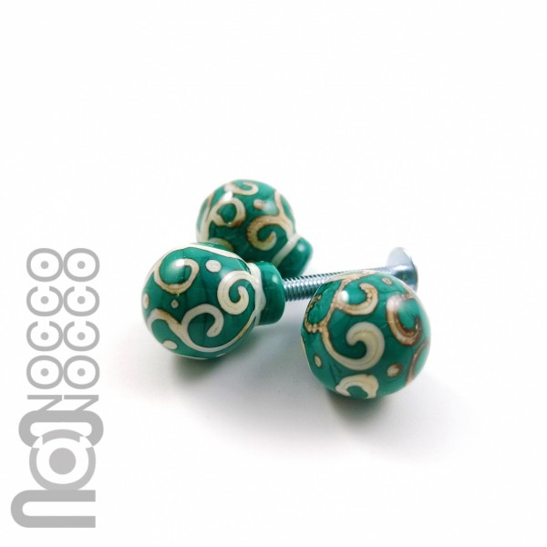 Handblown Green Glass Knobs, Set of 3