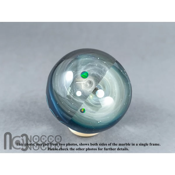 Double Sided Galaxy Marble with 4 Floating Opal Planets, v532
