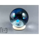 Galaxy Marble with 3 Floating Opal Planets and Decorated Backside, v573