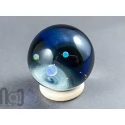 Galaxy Marble with 3 Floating Opal Planets and Decorated Backside, v573