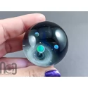 Galaxy Marble with 3 Floating Opal Planets and Decorated Backside, v573