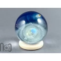Silver-Fumed Glass Galaxy Marble with Floating Opal and Shooting Stars, v576