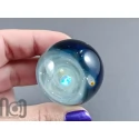 Silver-Fumed Glass Galaxy Marble with Floating Opal and Shooting Stars, v576