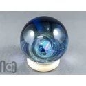 Glass Galaxy Marble with Floating Opal and Floral Backside, v578