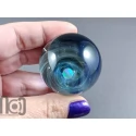 Glass Galaxy Marble with Floating Opal and Floral Backside, v578
