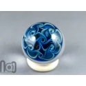 Glass Galaxy Marble with Floating Opal and Geometric-Floral Backside, v579
