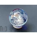 Glass Galaxy Marble with Floating Opal Crescent Moon & Dichroic Glass, v582
