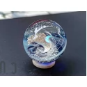 Glass Galaxy Marble with Floating Opal Crescent Moon & Dichroic Glass, v582