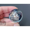 Glass Galaxy Marble with Floating Opal Crescent Moon & Dichroic Glass, v582