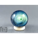 Glass Galaxy Marble with Floating Opal and Decorated Backside, v585