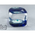 Ice-Cube Glass Galaxy Marble with Floating Opal Planet, v586
