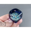Ice-Cube Glass Galaxy Marble with Floating Opal Planet, v586