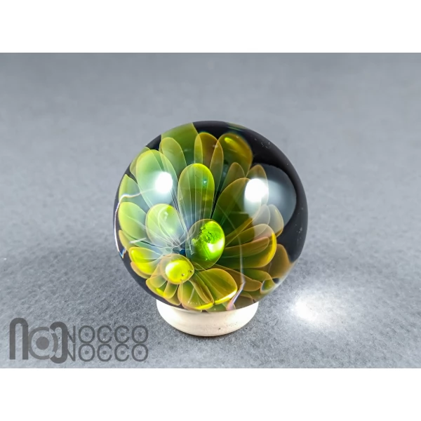 Handmade Gold & Silver Fumed Glass Implosion Marble, v601