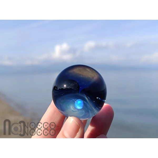 Glass Galaxy Marble with Floating Opal, v602