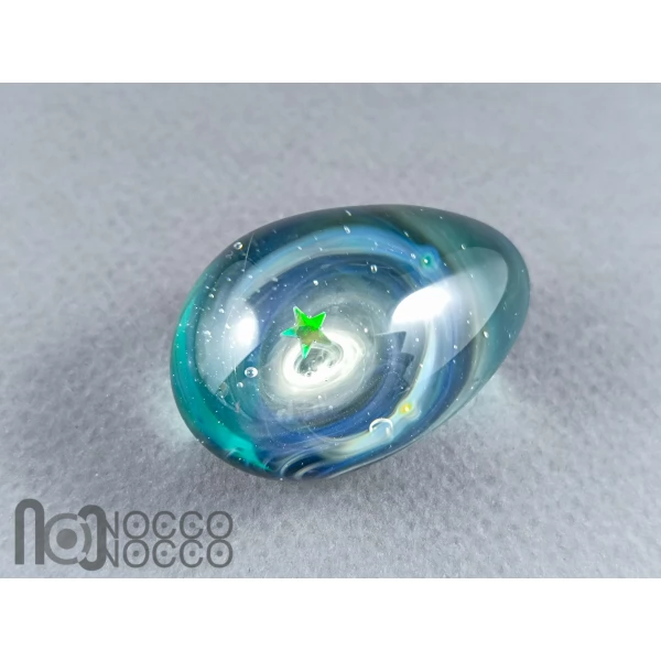 Handmade Glass Galaxy Egg with Opal Planet, v605
