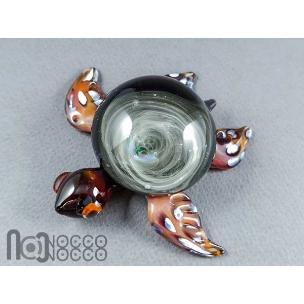 Fine Silver Fumed Glass Galaxy Turtle Paperweight, m614