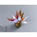 Handblown Gold-Fumed Mini Glass Vase with Colorful Flower Buds