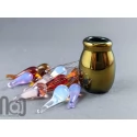 Handblown Gold-Fumed Mini Glass Vase with Colorful Flower Buds