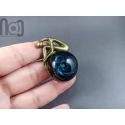 Handmade Antique Bronze Brooch with Glass Galaxy and An Opal Planet