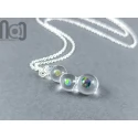Handmade Glass Pendant with Encased Opals – Borosilicate & Sterling Silver