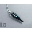 Handmade Starry Black Glass Pendant with Encased Star Opal