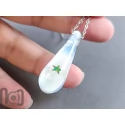 Handmade Glass Pendant with Star-Shaped Opal and Ghost White Background