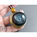Silver-Fumed Galaxy Glass Pendant on Bronze Locket, v383