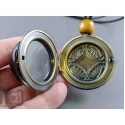 Silver-Fumed Galaxy Glass Pendant on Bronze Locket, v383
