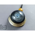 Silver-Fumed Galaxy Glass Pendant on Bronze Locket, v383