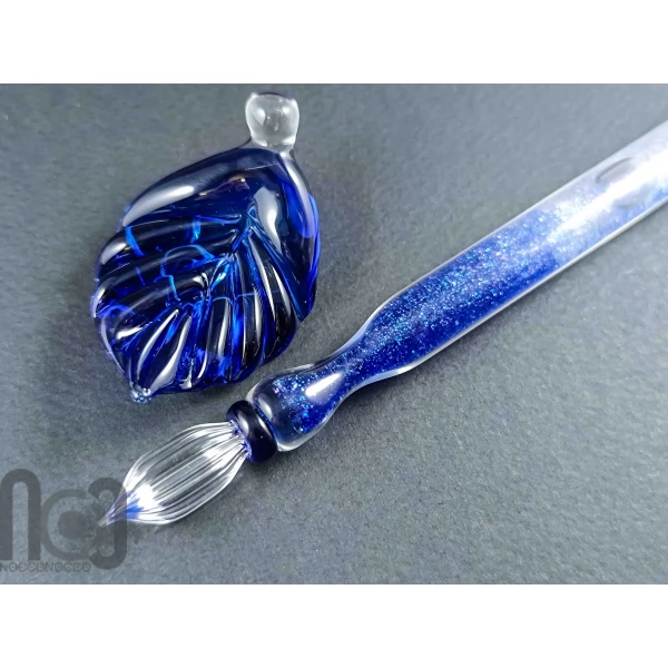 Handmade Glass Dip Pen with Crushed Glass and Mica Dust