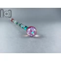 Glass Dip Pen filled with floating cog and gears, crushed tumbled opal, and a galaxy marble on top, v047